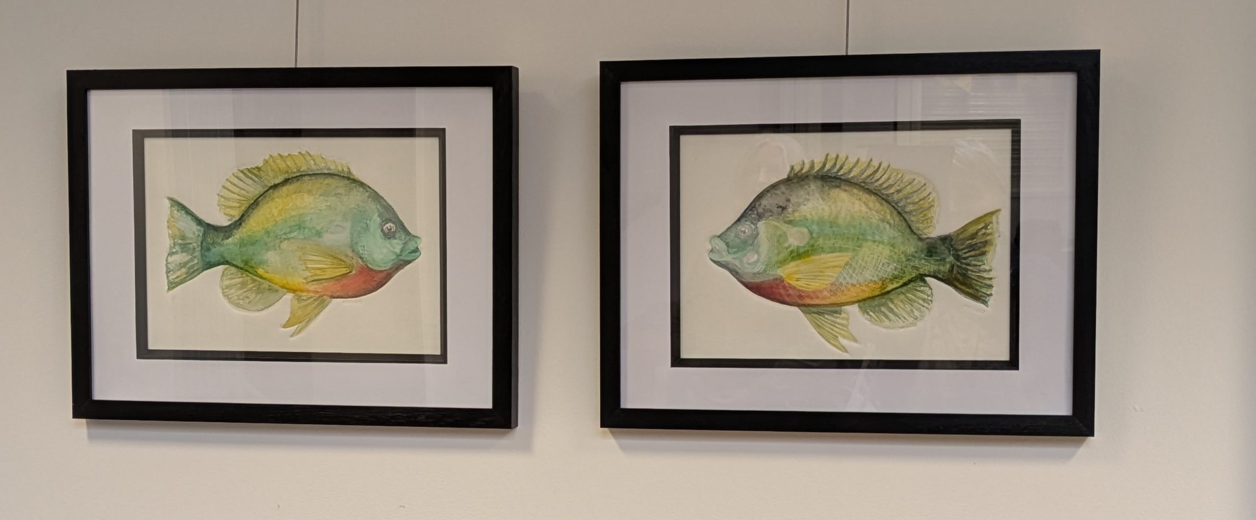 Griggsy: Flow and vitality of clean river, hand painted lino cut