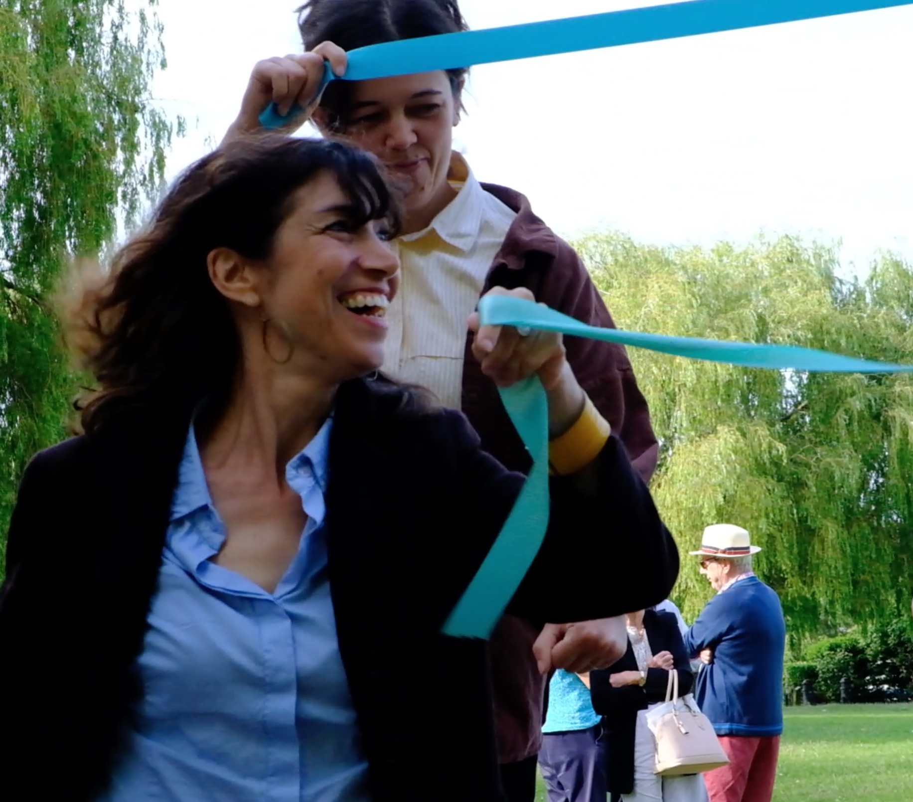 Dr Manuela Perteghella, MP for Stratford-on-Avon, dancing with the maypole